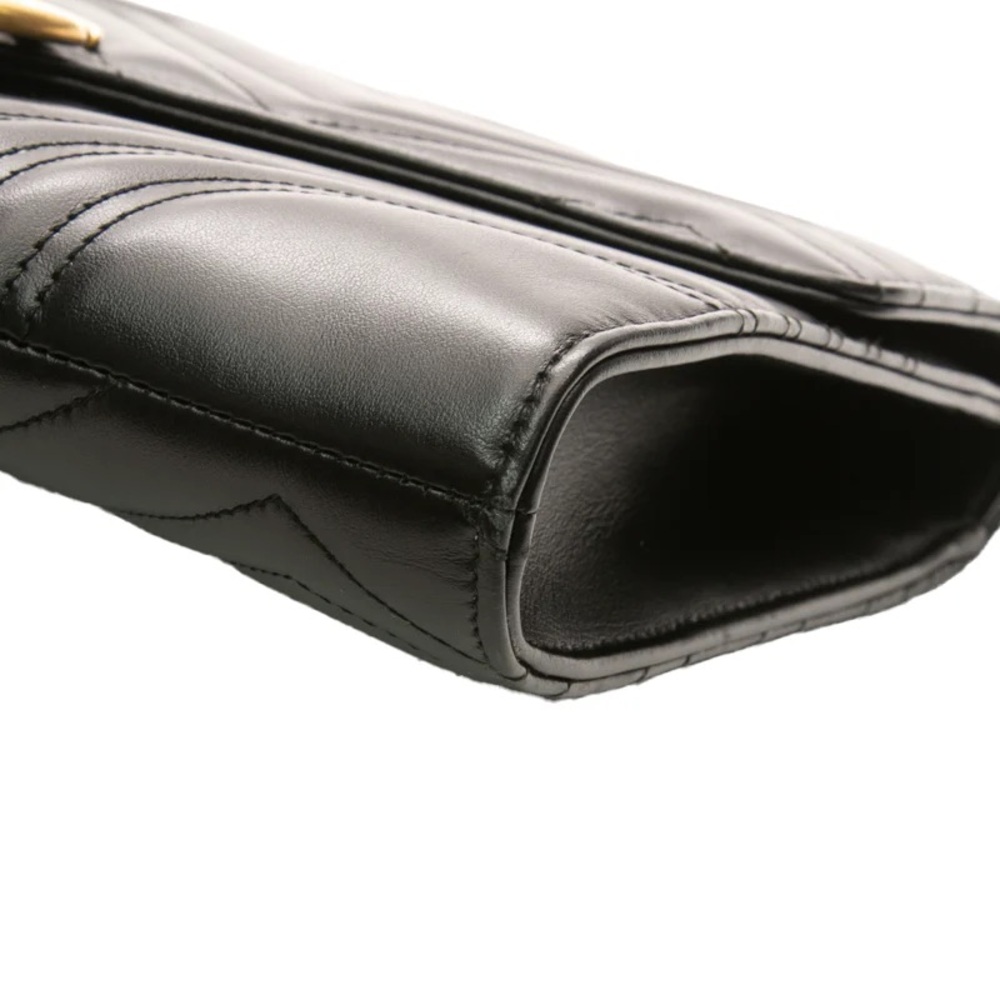 Gucci GG Marmont Matelasse Chevron Flap Envelope Clutch Large Black - Picture 9 of 16